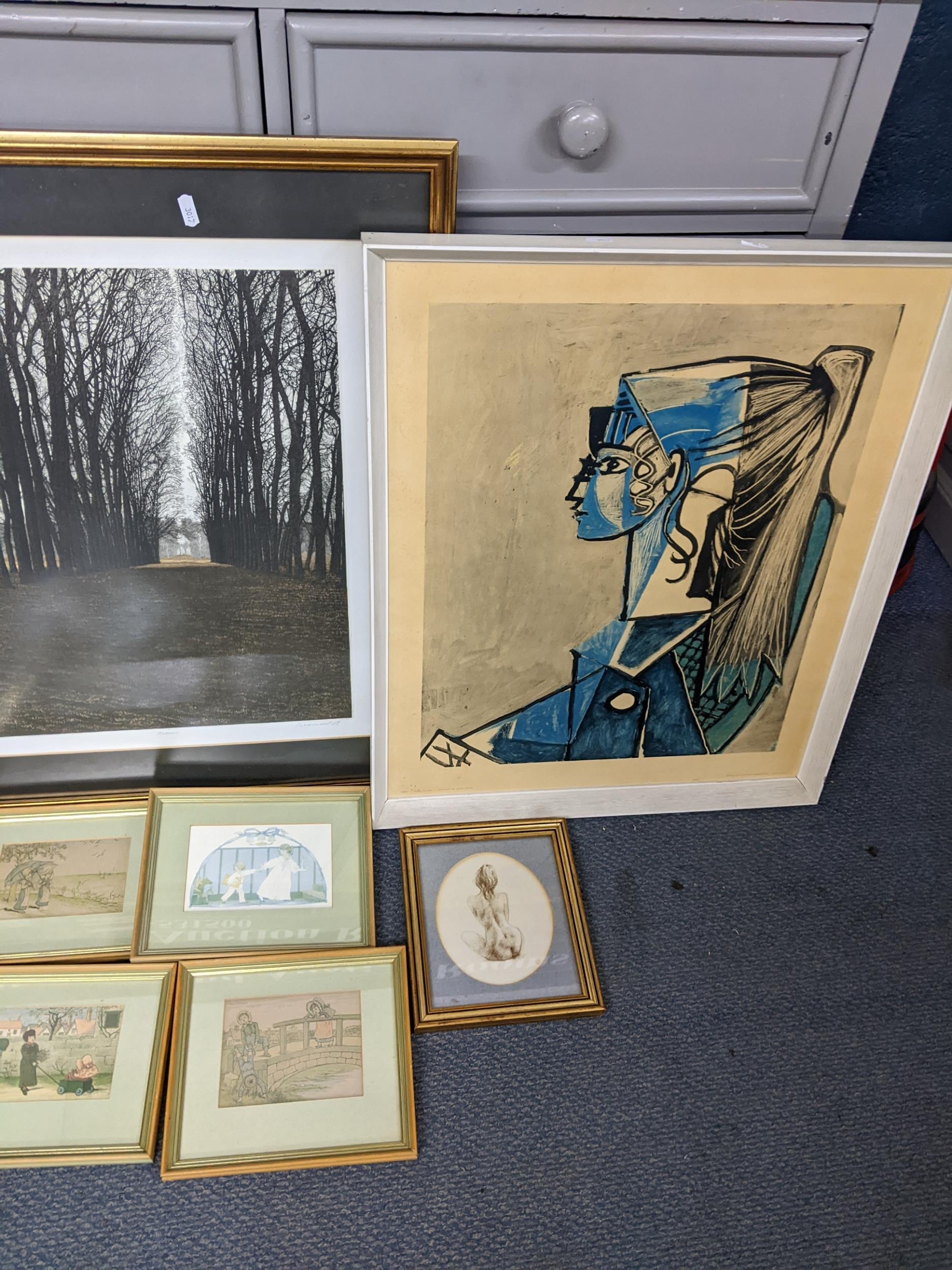 Mixed pictures to include a signed limited edition print of a woodland scene, a Pablo Picasso - Image 2 of 3