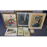 Mixed pictures to include a signed limited edition print of a woodland scene, a Pablo Picasso