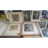 Two folios of mainly 19th century unframed engravings and prints to include St Michel Terrassant