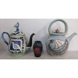 20th century collectable ceramics to include a Moorcroft birds and fruit pattern vase and two tea