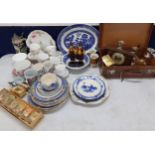 A Royal Albert Moss Rose part tea set, Jersey pottery beakers, Royal Doulton Norfolk tableware, a