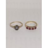 Two 9ct gold rings, one set with red rubies, total weight 4.7g Location: