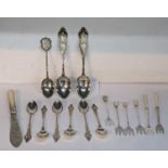 Three silver gold spoons, hallmarked Birmingham 1926, Birmingham 1949, six coffee spoons, stamped