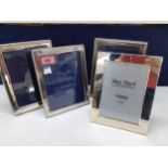 Three silver photo frames 22cm x 18cm (2) and 22cm x 16cm (1) and a silver plated frame, 23cm x 16cm