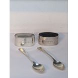 Silver to include a pair of napkin rings, hallmarked Sheffield 2000, together with two silver tea