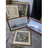 A group of framed and glazed prints to include a map of Buckinghamshire, and a signed limited