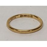 An 18ct gold wedding band, 1.8g Location: