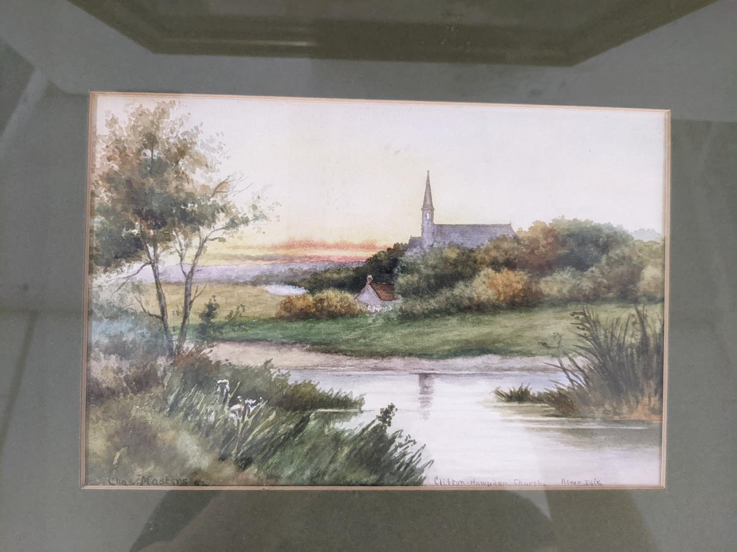 Two watercolours depicting local scenes of Bray and Clifton Hampden signed Chas Masterson 24cm x - Image 2 of 3