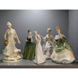 A group of five Royal Doulton figures of ladies to include Thinking of You, Soiree, Enchantment