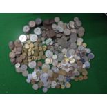 A mixed quantity of British and World coinage to include Victorian and later pennies and three pence