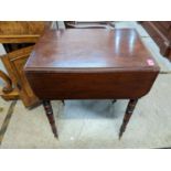 A 19th century mahogany Pembroke table of small proportions, two drawers opposite two blind drawers,