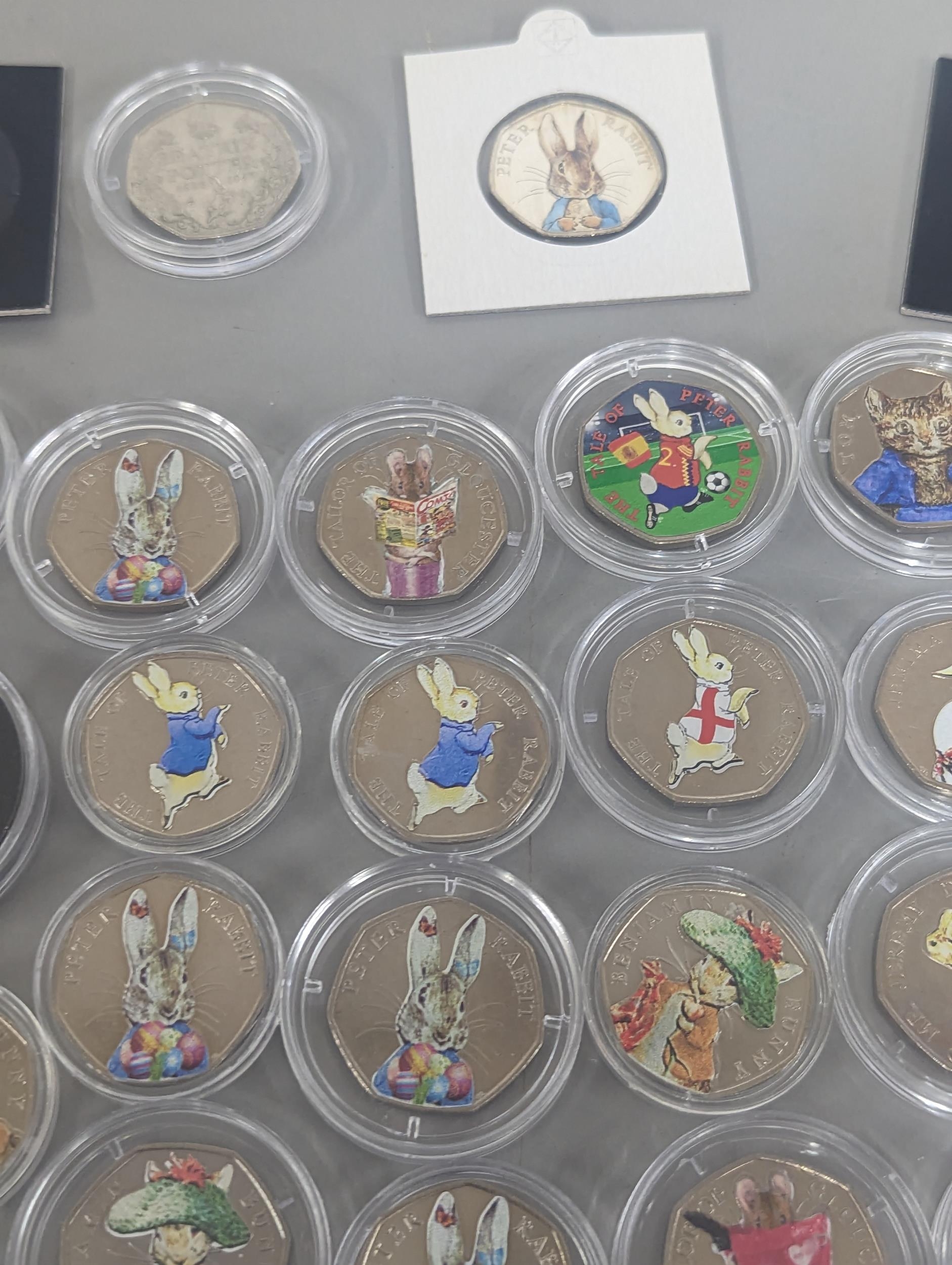A collection of Beatrix Potter 50p's, approx 85 to include Amelia Puddle Duck, Peter Rabbit and - Image 3 of 10