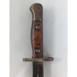 An Austrian 1907 pattern sword bayonet dated '7'21 (July 1921) by Lithgow Small Arms Factory, the