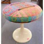 A retro white resin stool with a later upholstered swivel seat, 37cm h Location: LWB