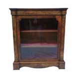 A Victorian ormolu-mounted burr walnut side cabinet, with string and parquetry inlay, the glazed