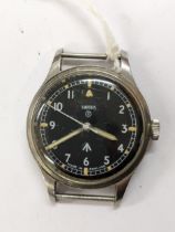 A Smith, military issue, gents stainless steel wristwatch, having a black dial with centre
