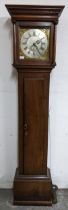 An 18th century oak cased 30 hour longcase clock, the case having a stepped and dental moulded