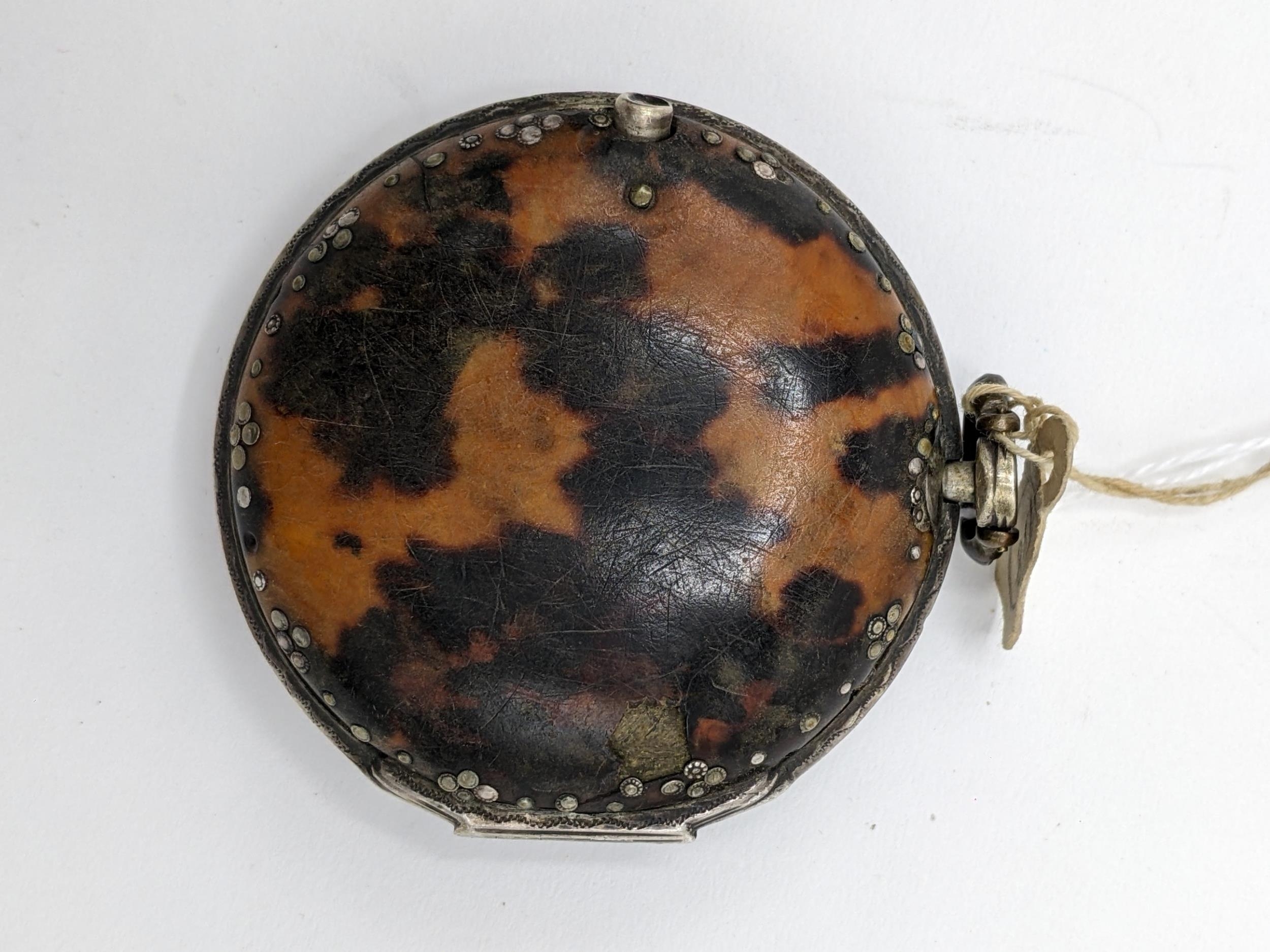 An early 19th century tortoise shell and silver cased pocket watch, designed for the Turkish market, - Image 5 of 12