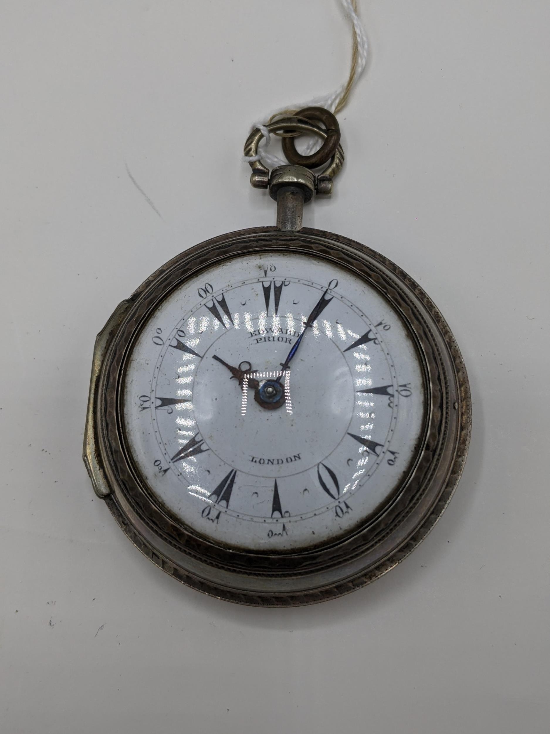 An early 19th century triple tortoise shell and silver cased pocket watch, designed for the - Image 3 of 10