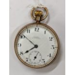 An early 20th century 9ct gold, open faced pocket watch having a white enamel dial, signed Cooper