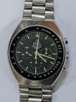 An Omega Speedmaster, chronograph, manual wind, stainless steel gents wristwatch, circa 1970, the
