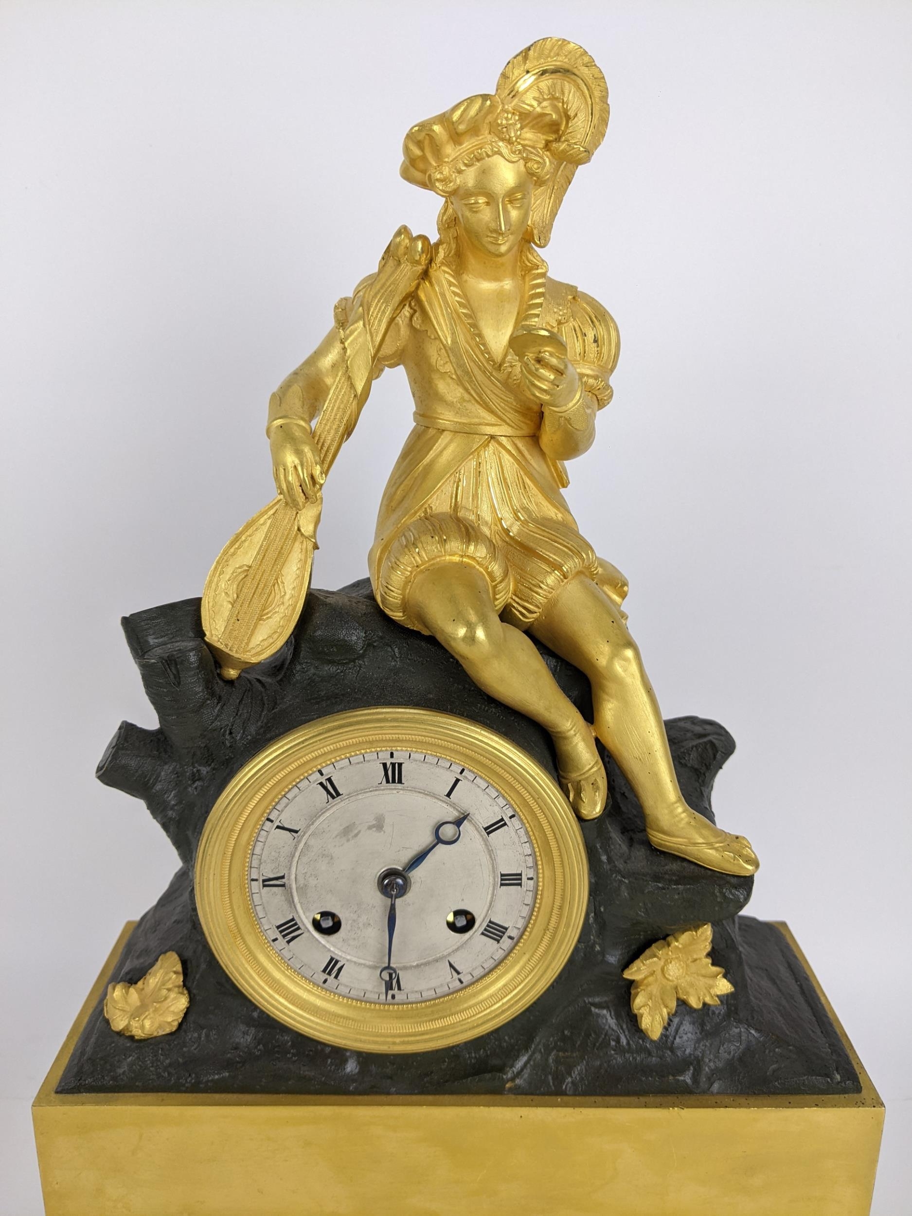 A late 19th century French Louis XVI style gilt metal mantle clock in a classic gilt metal case with - Image 2 of 6