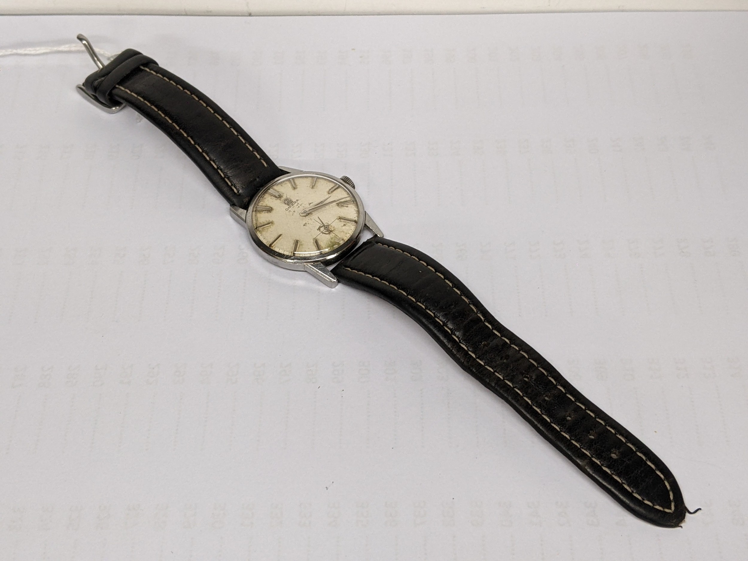 An Omega, manual winding gents stainless steel wristwatch, having a textured dial with subsidiary - Image 2 of 6