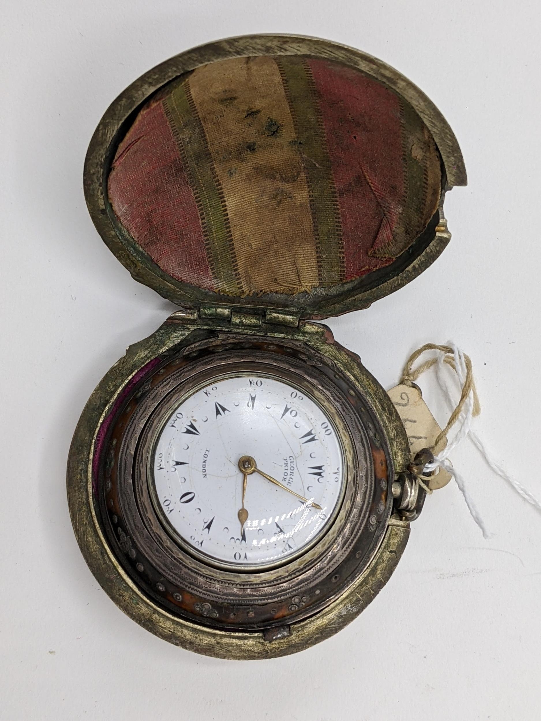 An early 19th century tortoise shell and silver cased pocket watch, designed for the Turkish market, - Image 2 of 12