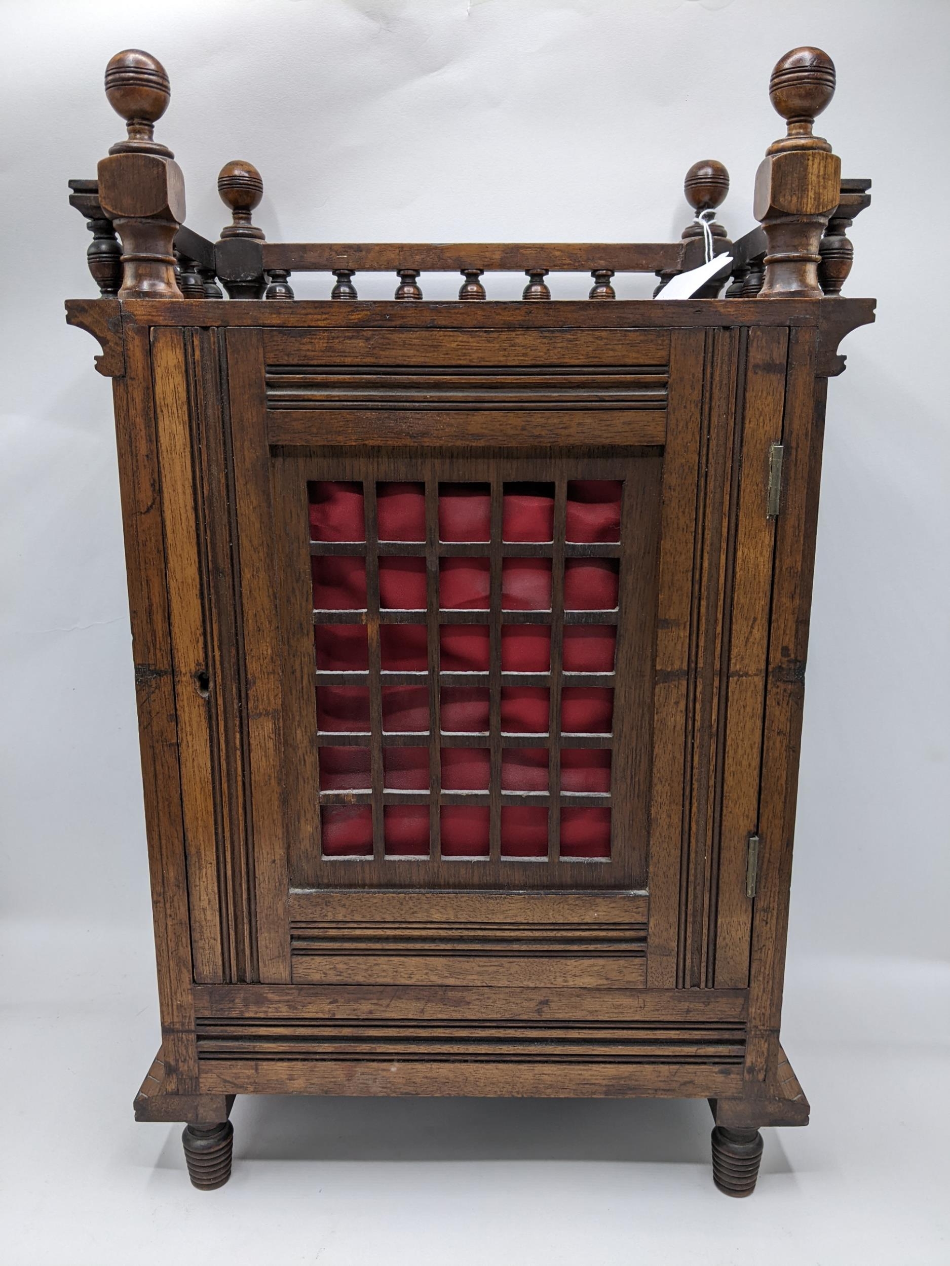 A late 19th century Aesthetic style walnut and blue and gilt enamelled ceramic tile mounted mantel - Image 3 of 5