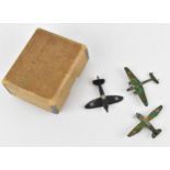 Three WWII prisoner of war aircraft models, to include one of a black Spitfire K5054 prototype, a
