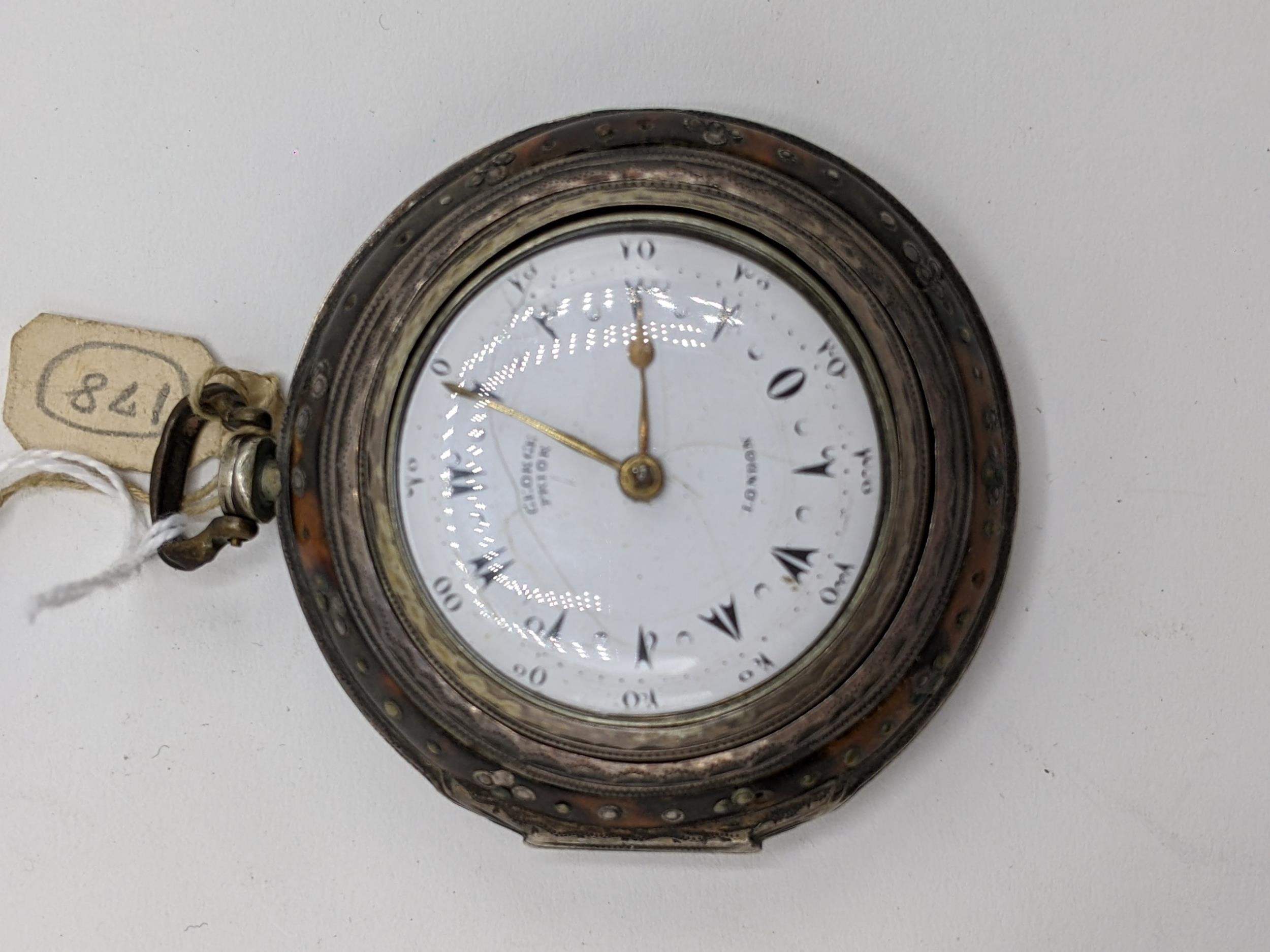 An early 19th century tortoise shell and silver cased pocket watch, designed for the Turkish market, - Image 4 of 12