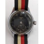 A Syntakt, German military Luftwaffe, manual wind, gents stainless steel wristwatch, circa 1940s,