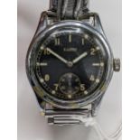 An Silvana, German WW2 military, gents, manual wind, nickel plated wristwatch, having a black dial