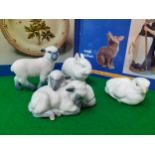 Royal Copenhagen - a group consisting of lambs, a white rabbit and a white chicken (numbers 4705,