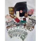 A small mixed lot to include a vintage Poor Weary Willie tin money box, a quantity of gramophone