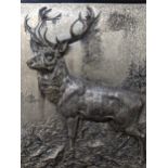 Fritz Diller (1875-1945) - a silver plated relief plaque depicting a stag in a landscape with