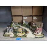 Royal Doulton Old Miller's Brook, a group of cottages on stand, in boxes with certificates Location: