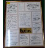 The Beatles-A framed montage comprising prints of original song-writing notes, 54cm x 42cm.