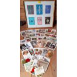 A collection of vintage greetings cards and postcards post 1916 together with a group of late 20th