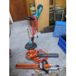 A Bosch ART 30 grass trimmer, a Stihl HSA 45 Cordless hedge trimmer, a Flymo Easi-Trim EHT 420 hedge