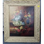 P. Tourrettte - an oil on canvas depicting a still life of flowers, signed to the lower left corner,