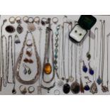 A quantity of silver and white metal jewellery, mainly chains, to include an Italian silver and