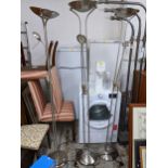 A group of three brushed polished metal floor lamps and a Soda Stream Location: