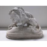 After Antoine Louis Barye (1795-1875) a composite sculpture of a lion and snake, signed Barye,