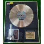 A framed Quadrophenia gold disc award in recognition of over 100,000 album sales, limited edition