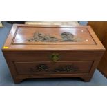 A mid 20th Century Chinese carved camphor chest. Location:LAM