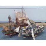 Three ornamental ships A/F to include a model of HMS Victory in 1765 Location: