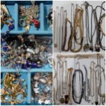 A quantity of mainly 1980's earrings and late 20th Century costume jewellery to include Monet,