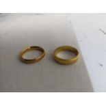 Two 22ct gold bands, combined weight 8g Location: