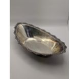 A silver navette shaped dish engraving hallmarked London 1903, total weight 328.2g Location: